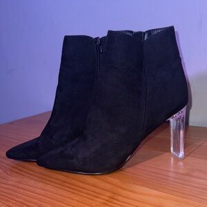 Elegant Black Ankle Boots with Transparent Heel
